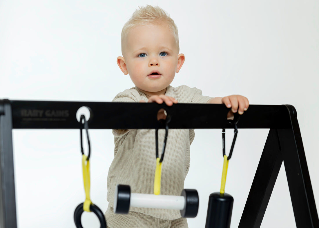 Toddler stepping into her first real workout