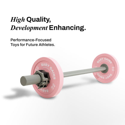 BabyGains Kids Pink Starter Barbell Set for young athletes - view 2