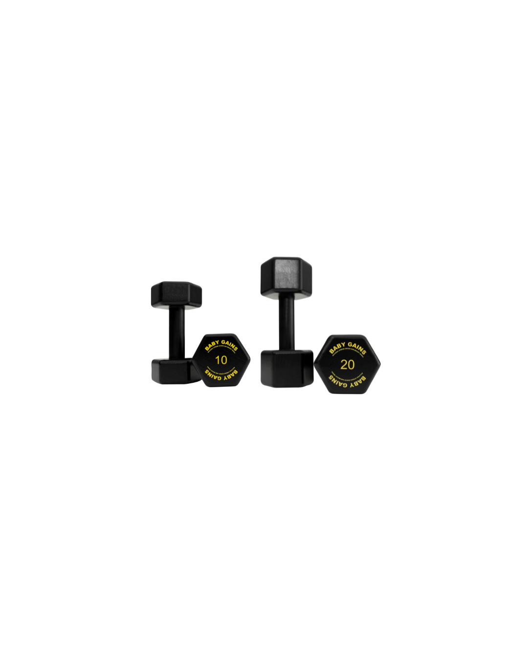 Two pairs of black kids hex dumbbells