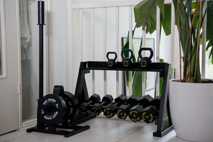 BabyGains Kids Elite Dumbbell Set with wooden storage rack - view 2