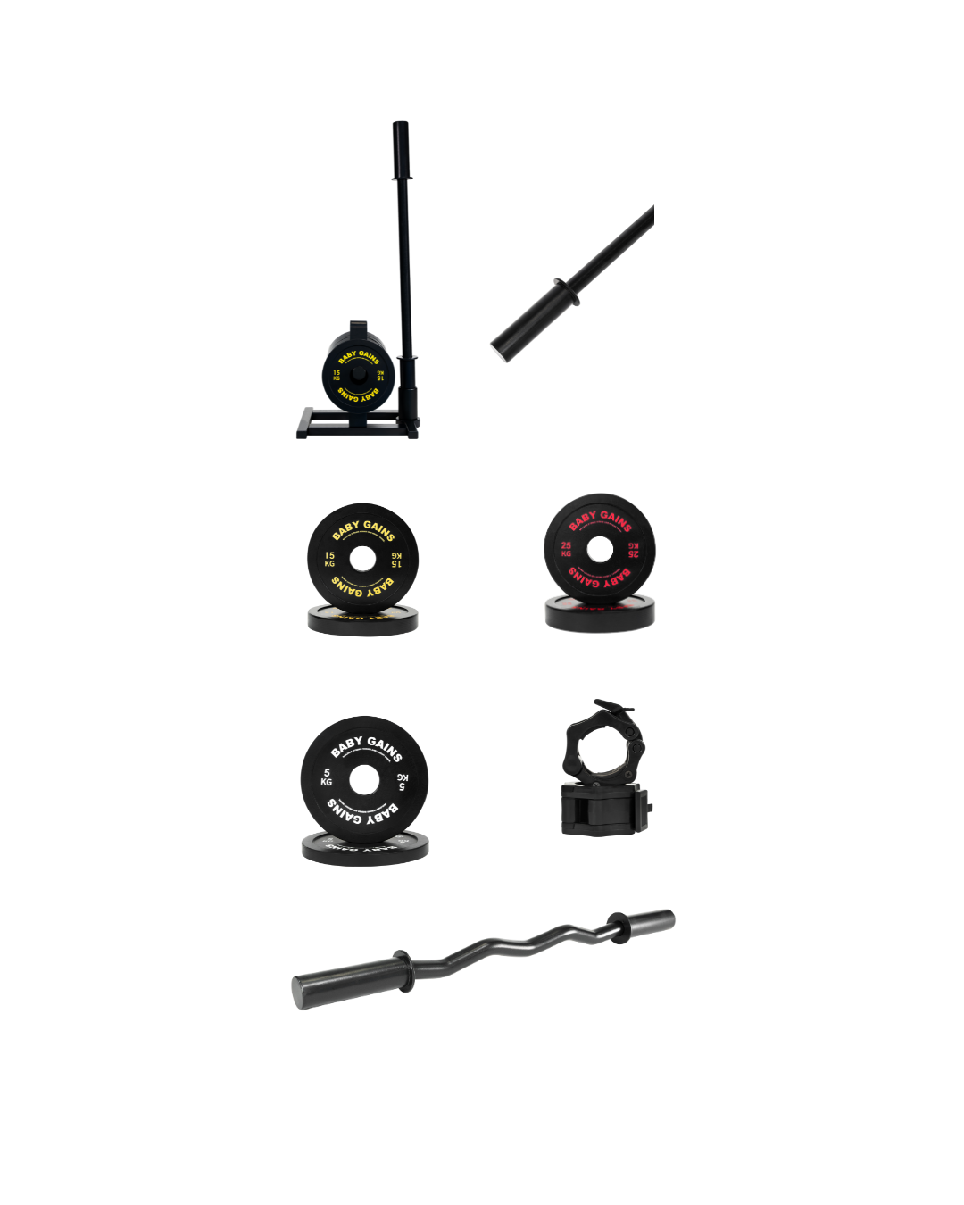 Elite Barbell Kit & Curl Bar Combo Baby Gains