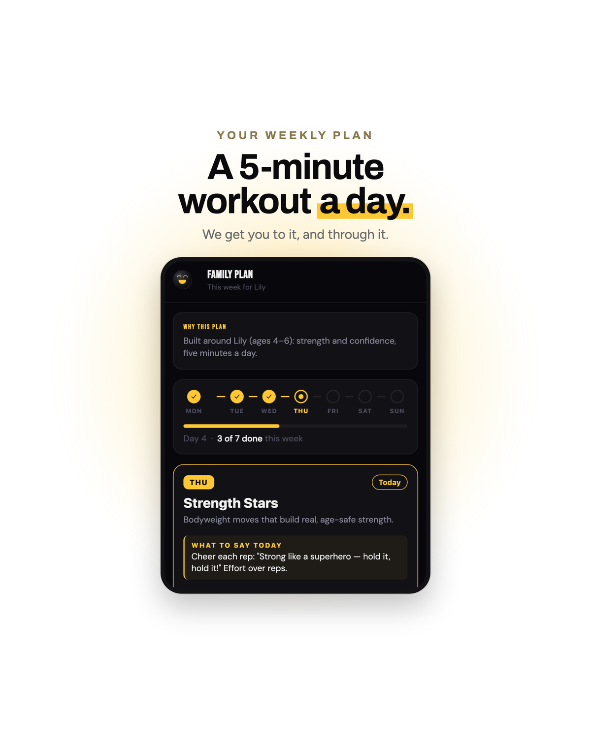 A five-minute workout a day, planned for every kid