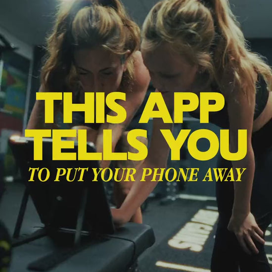 BabyGains Play promo: this app tells you to put your phone away. A parent and kid doing a real workout, guided by the app.