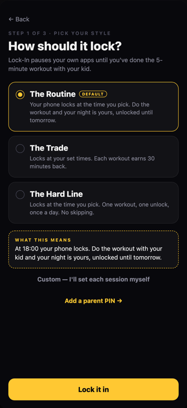 Lock-In Mode, with its three locking styles