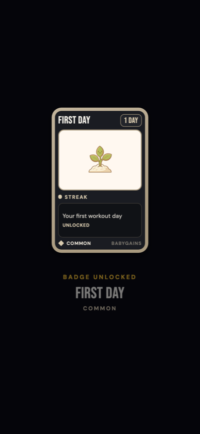 A badge unlocking after a finished session